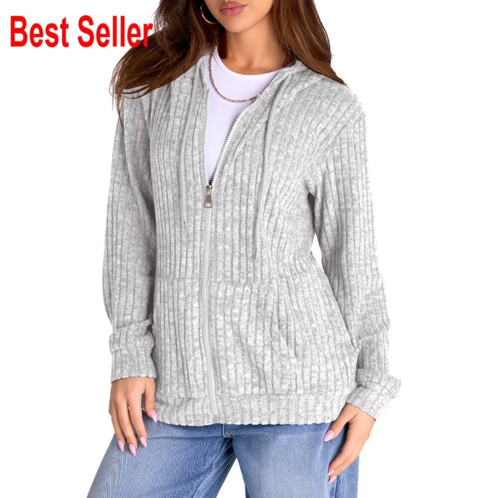 Oversized Zip Hoodie Women's Lightweight Sweatshirt Long Sleeve Fall Winter